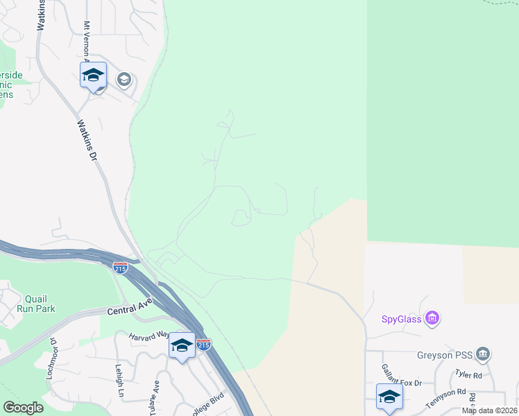 map of restaurants, bars, coffee shops, grocery stores, and more near 20610 Hill Top Drive in Riverside