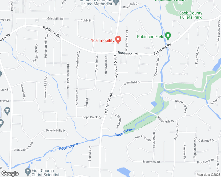 map of restaurants, bars, coffee shops, grocery stores, and more near 525 Old Canton Road in Marietta