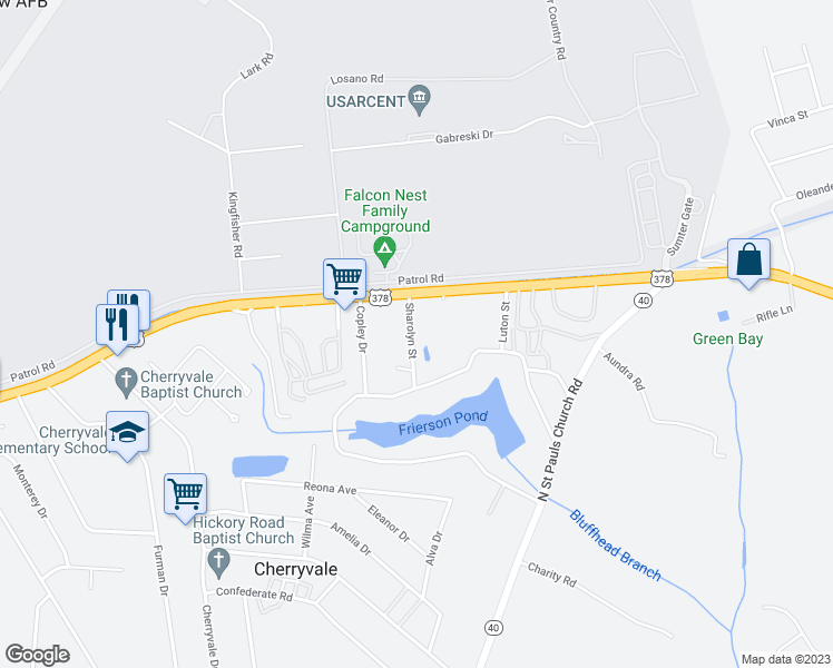 map of restaurants, bars, coffee shops, grocery stores, and more near 14 Sharolyn Street in Sumter