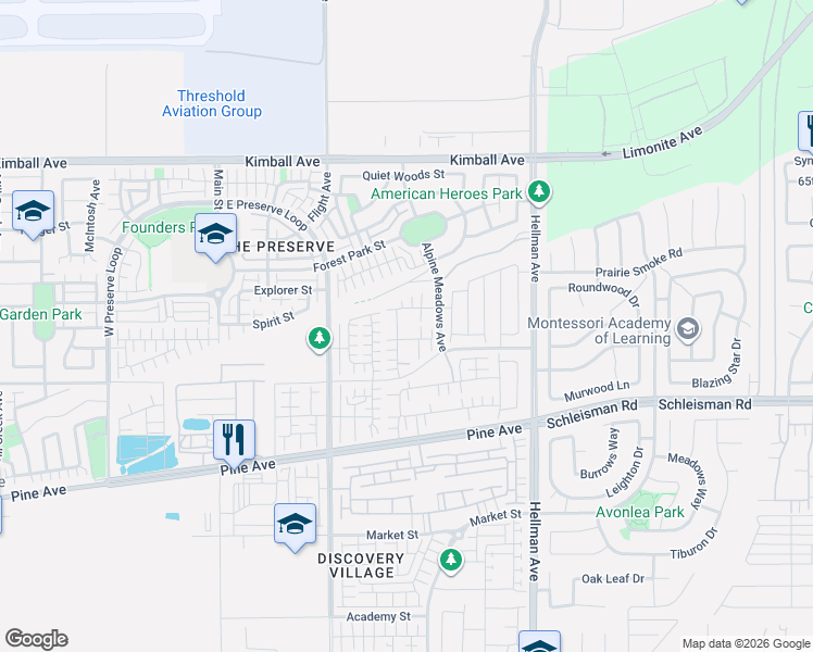 map of restaurants, bars, coffee shops, grocery stores, and more near 16016 Huckleberry Avenue in Chino