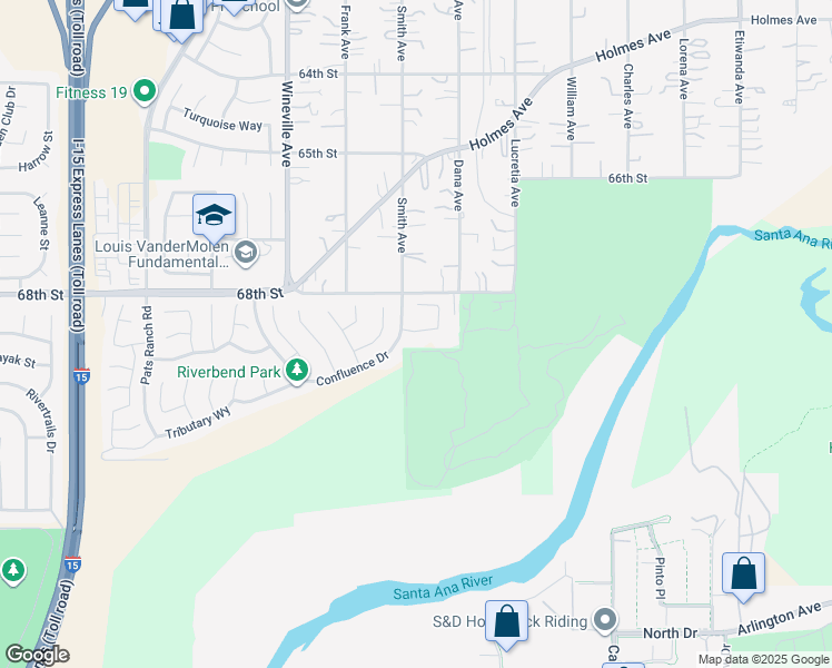 map of restaurants, bars, coffee shops, grocery stores, and more near 11594 Weir Way in Jurupa Valley