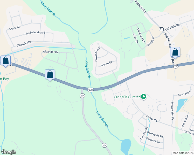 map of restaurants, bars, coffee shops, grocery stores, and more near 1450 Crowndale Drive in Sumter