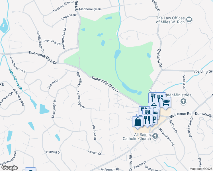 map of restaurants, bars, coffee shops, grocery stores, and more near 4101-4 Dunwoody Club Drive in Atlanta