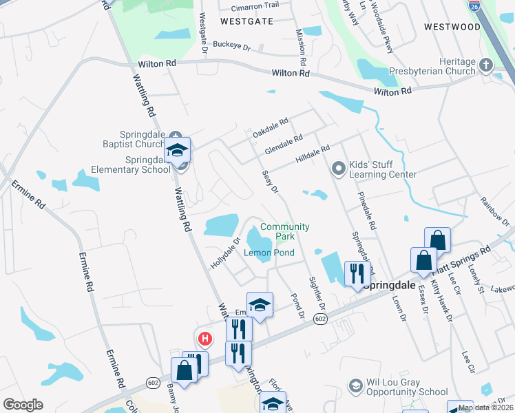 map of restaurants, bars, coffee shops, grocery stores, and more near 800 Pond Drive in West Columbia