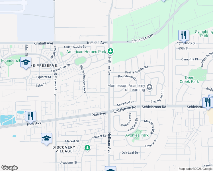 map of restaurants, bars, coffee shops, grocery stores, and more near 16015 Almond Avenue in Chino