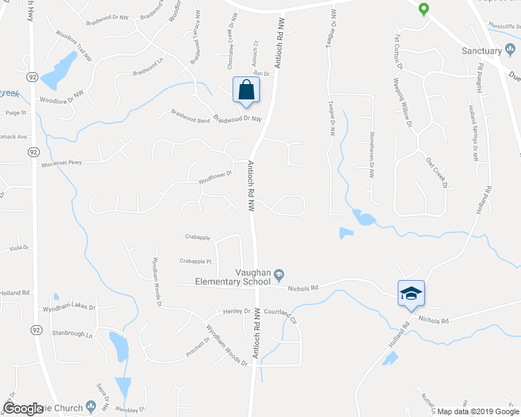 map of restaurants, bars, coffee shops, grocery stores, and more near 5609 Lavender Farms Road in Powder Springs