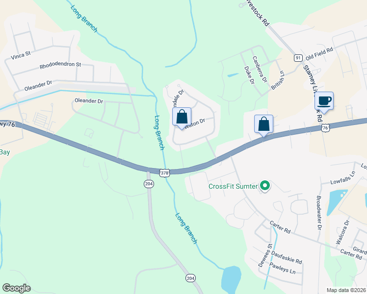 map of restaurants, bars, coffee shops, grocery stores, and more near 1450 Crowndale Drive in Sumter