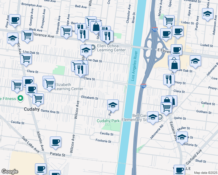 map of restaurants, bars, coffee shops, grocery stores, and more near 7740 Walker Avenue in Cudahy