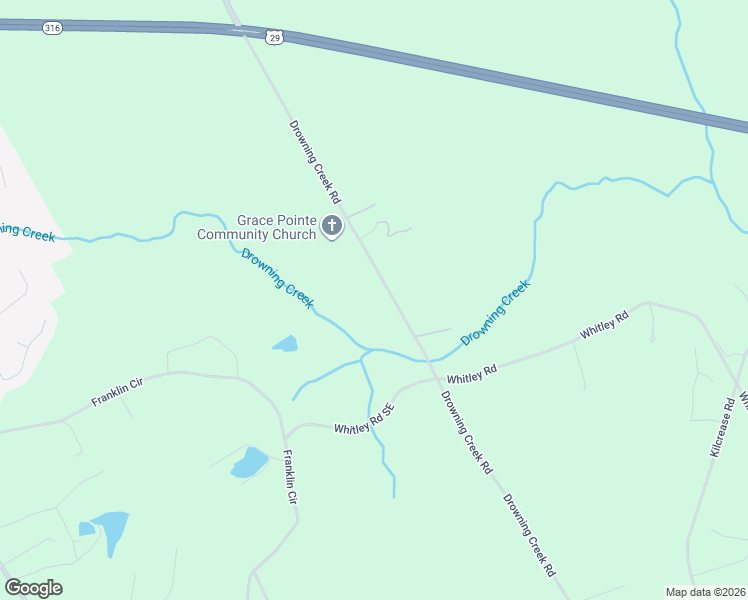 map of restaurants, bars, coffee shops, grocery stores, and more near 1593 Drowning Creek Road in Dacula