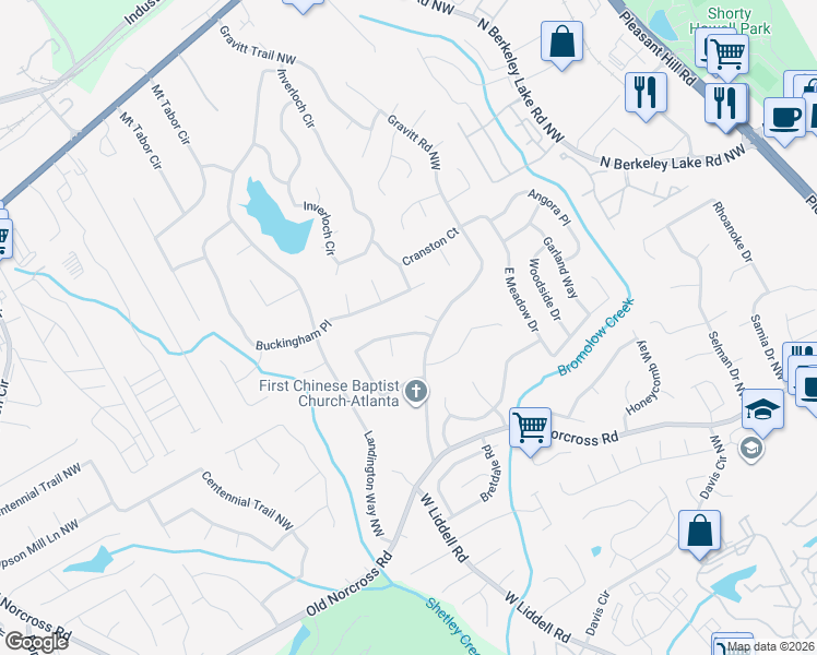 map of restaurants, bars, coffee shops, grocery stores, and more near 4131 Gravitt Place Northwest in Duluth