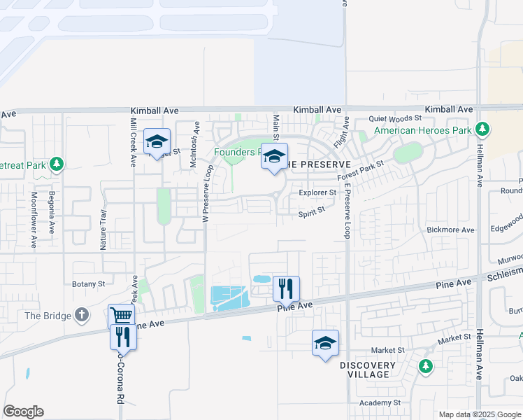 map of restaurants, bars, coffee shops, grocery stores, and more near 8259 Traveller St. in Chino
