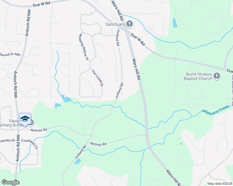 map of restaurants, bars, coffee shops, grocery stores, and more near 644 Holland Rd in Powder Springs