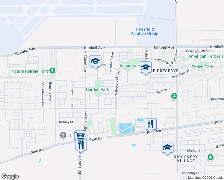 map of restaurants, bars, coffee shops, grocery stores, and more near 8062 Holland Park Street in Chino