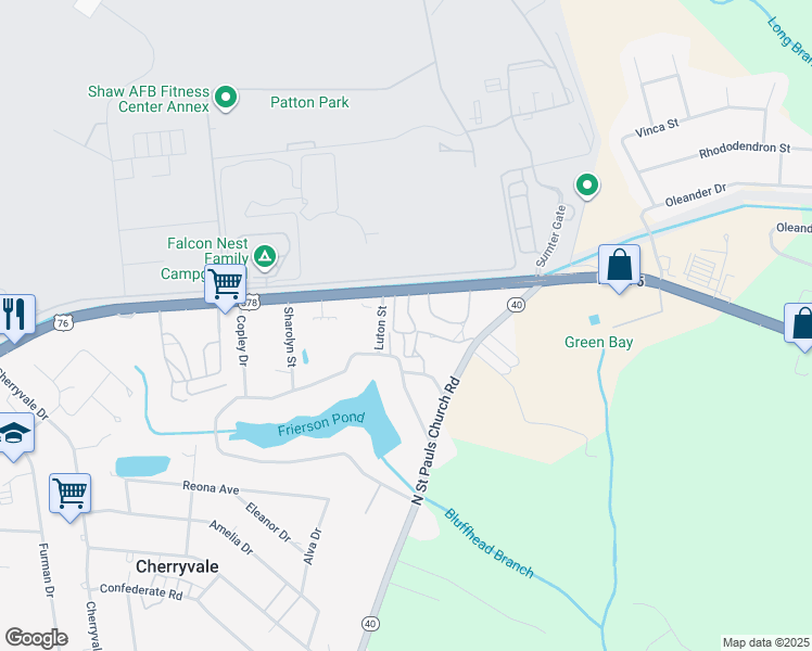map of restaurants, bars, coffee shops, grocery stores, and more near 4164 North Lake Cherryvale Drive in Sumter
