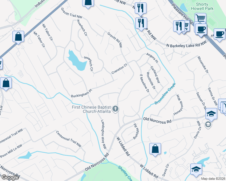 map of restaurants, bars, coffee shops, grocery stores, and more near 4131 Gravitt Place Northwest in Duluth
