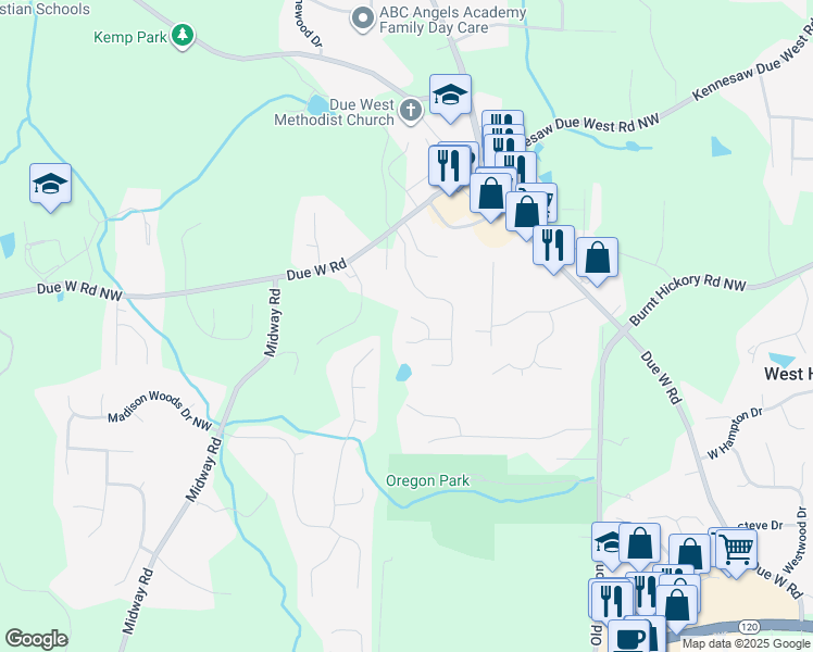 map of restaurants, bars, coffee shops, grocery stores, and more near 287 Pocono Court Northwest in Marietta