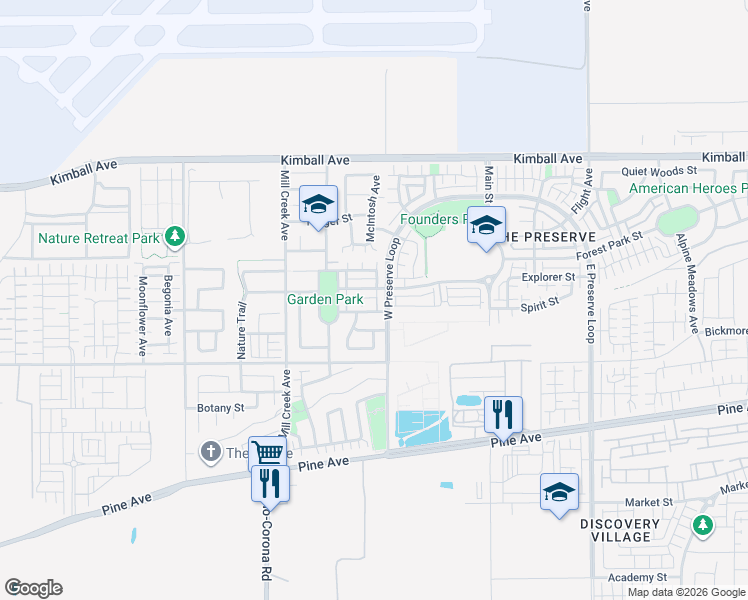 map of restaurants, bars, coffee shops, grocery stores, and more near 8062 Holland Park Street in Chino