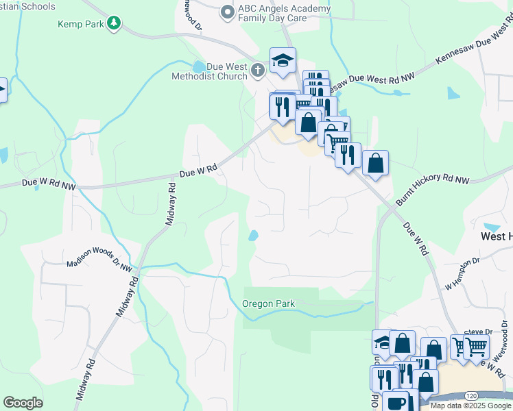 map of restaurants, bars, coffee shops, grocery stores, and more near 287 Pocono Court Northwest in Marietta