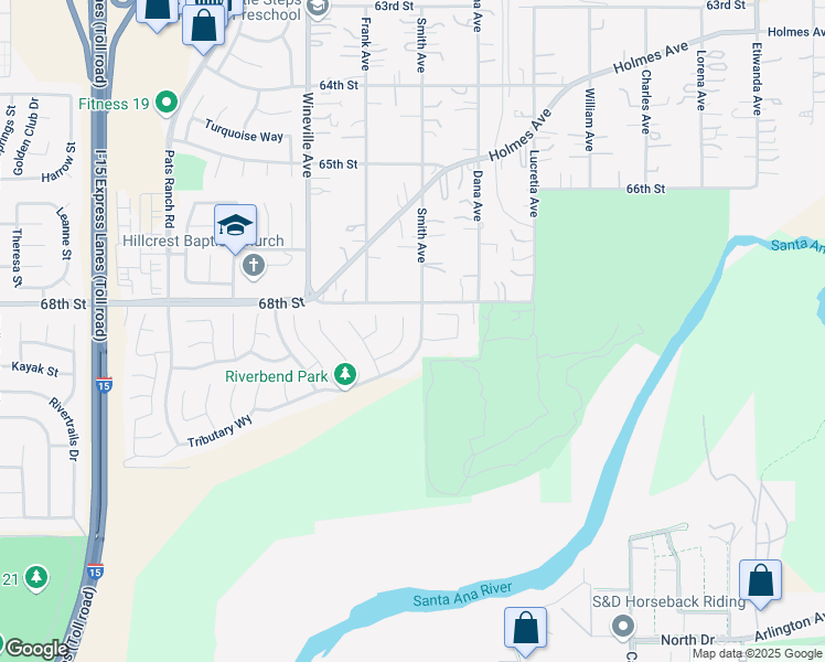 map of restaurants, bars, coffee shops, grocery stores, and more near 6848 Nottoway Court in Jurupa Valley