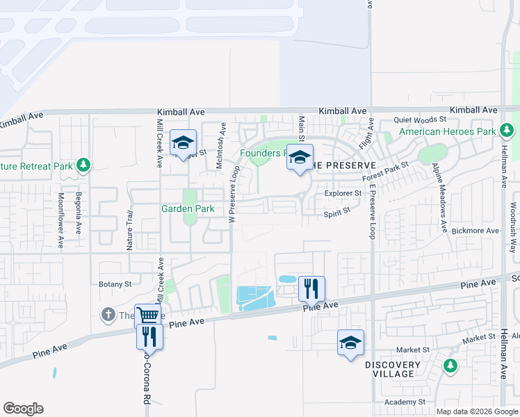 map of restaurants, bars, coffee shops, grocery stores, and more near 15968 Leader Avenue in Chino