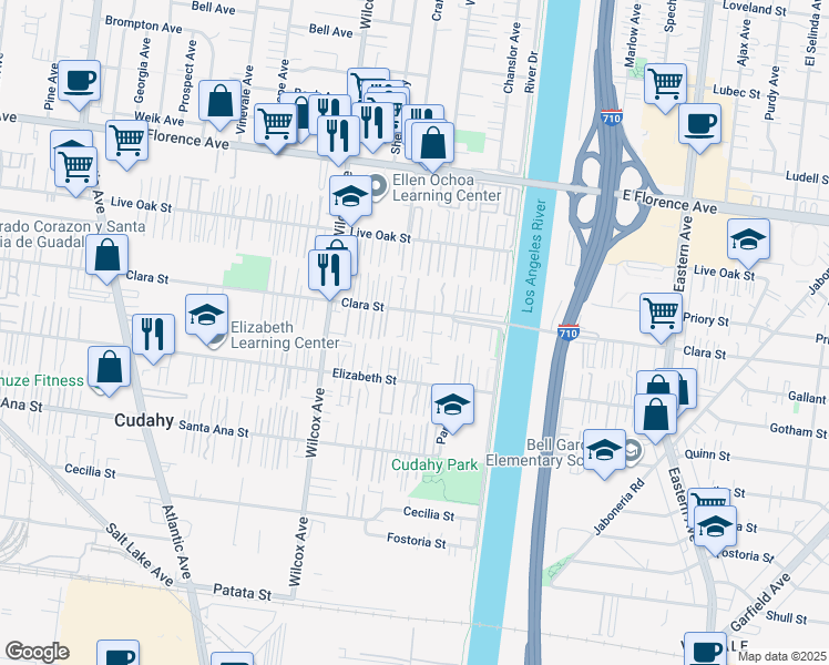 map of restaurants, bars, coffee shops, grocery stores, and more near 5131 Elizabeth Street in Cudahy