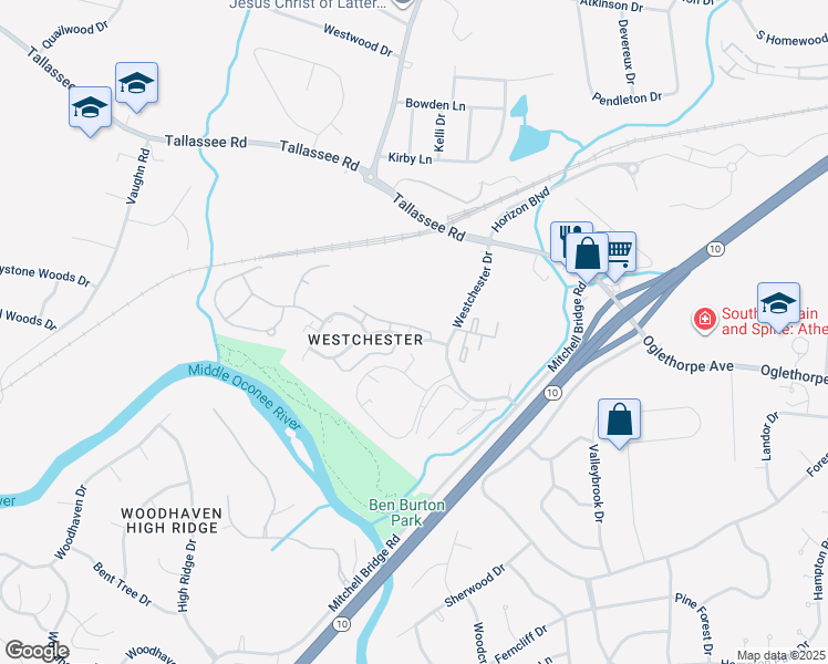 map of restaurants, bars, coffee shops, grocery stores, and more near 317 Chalfont Drive in Athens