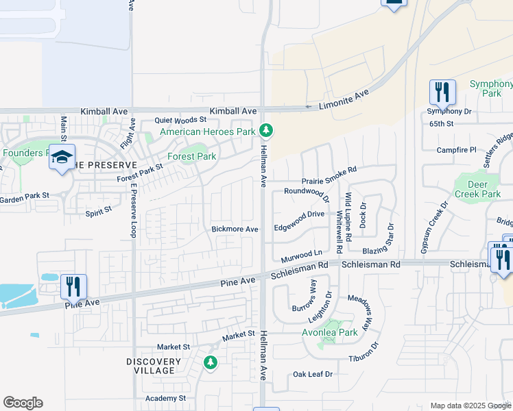 map of restaurants, bars, coffee shops, grocery stores, and more near 15975 Almond Avenue in Chino