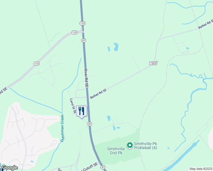 map of restaurants, bars, coffee shops, grocery stores, and more near 5614 Bethel Road Southeast in Southport