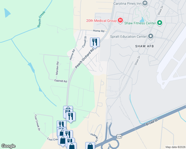 map of restaurants, bars, coffee shops, grocery stores, and more near 5485 Keith Road in Sumter