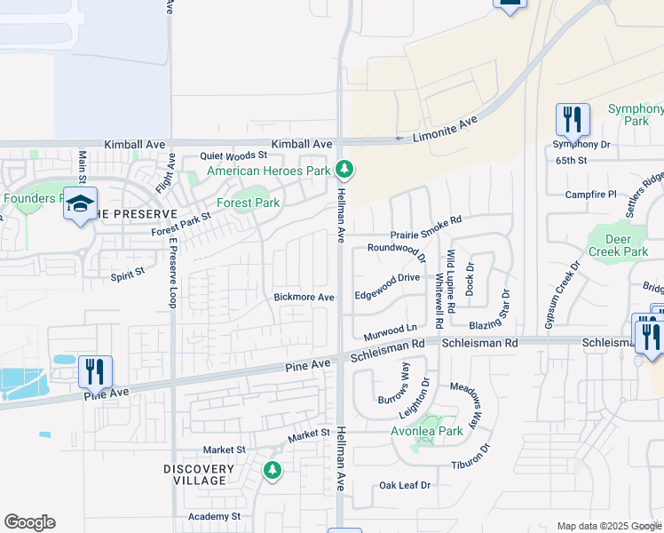 map of restaurants, bars, coffee shops, grocery stores, and more near 15975 Almond Avenue in Chino