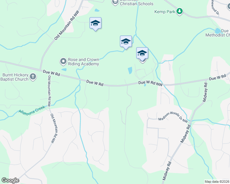 map of restaurants, bars, coffee shops, grocery stores, and more near 4657 Due West Road Northwest in Kennesaw