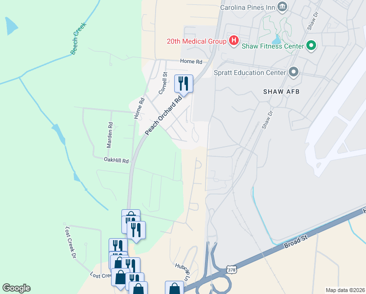 map of restaurants, bars, coffee shops, grocery stores, and more near 5485 Keith Road in Sumter