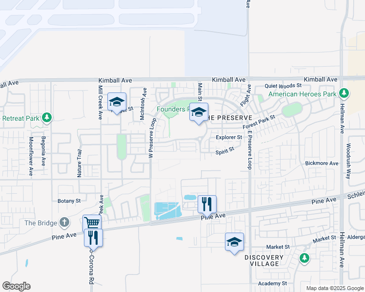 map of restaurants, bars, coffee shops, grocery stores, and more near 8230 Traveller St. in Chino