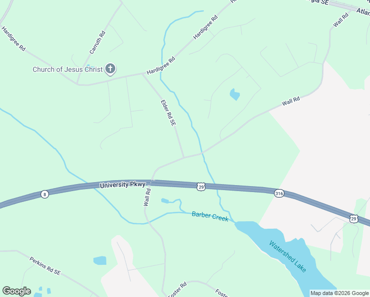 map of restaurants, bars, coffee shops, grocery stores, and more near 560 Elder Road Southeast in Winder