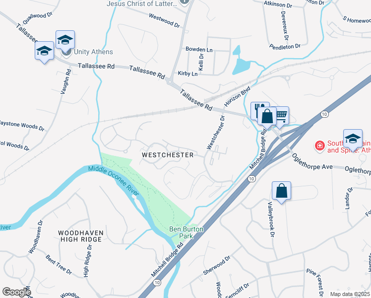 map of restaurants, bars, coffee shops, grocery stores, and more near 110 Chalfont Dr in Athens
