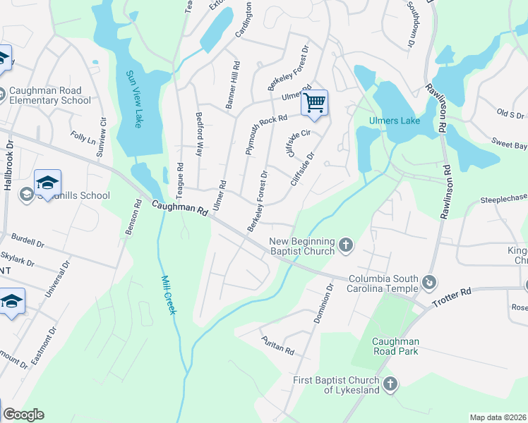map of restaurants, bars, coffee shops, grocery stores, and more near 2800 Berkeley Forest Drive in Columbia