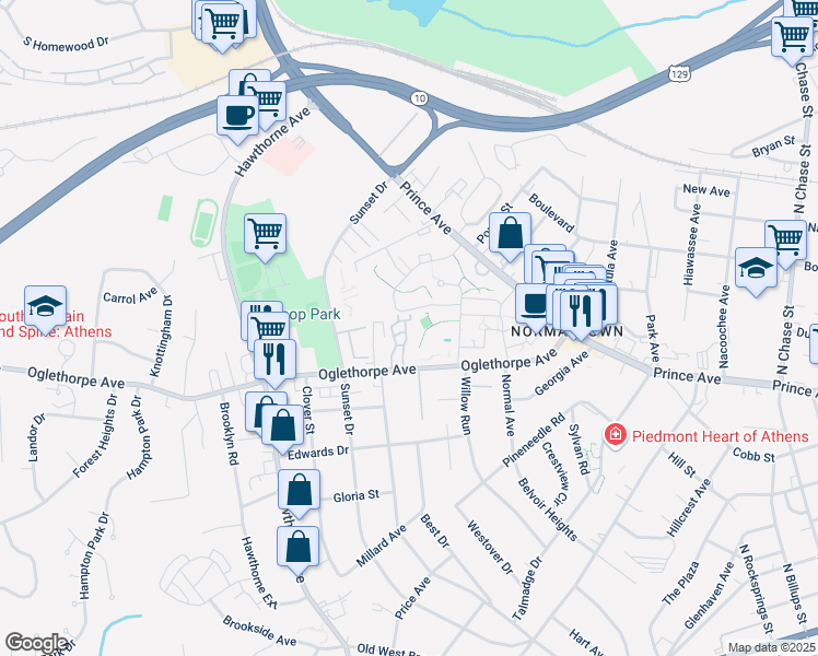 map of restaurants, bars, coffee shops, grocery stores, and more near in Athens