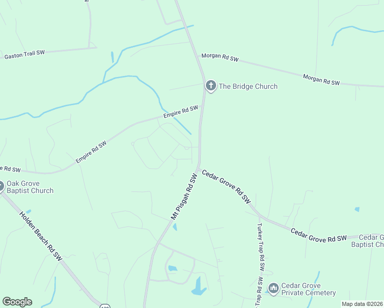 map of restaurants, bars, coffee shops, grocery stores, and more near 1299 Mount Pisgah Road Southwest in Supply