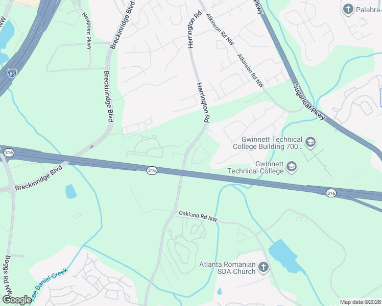 map of restaurants, bars, coffee shops, grocery stores, and more near 1564 Herrington Road in Lawrenceville