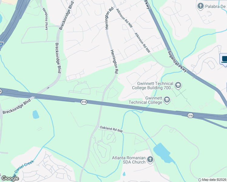 map of restaurants, bars, coffee shops, grocery stores, and more near 1587 Herrington Road in Lawrenceville