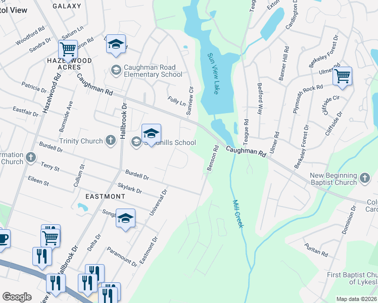 map of restaurants, bars, coffee shops, grocery stores, and more near 213 Greemount Circle in Columbia