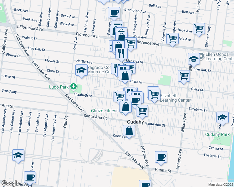 map of restaurants, bars, coffee shops, grocery stores, and more near 4513 Elizabeth Street in Cudahy