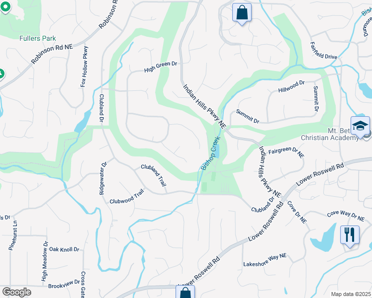 map of restaurants, bars, coffee shops, grocery stores, and more near 610 Valley Green Trace in Marietta