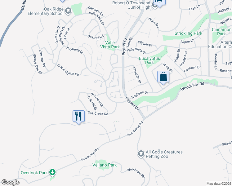 map of restaurants, bars, coffee shops, grocery stores, and more near 3249 Cambridge Drive in Chino Hills