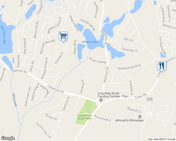 map of restaurants, bars, coffee shops, grocery stores, and more near 12 Southbury Lane in Columbia