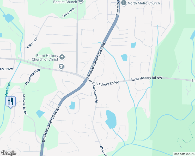map of restaurants, bars, coffee shops, grocery stores, and more near 414 Wallis Farm Way in Marietta