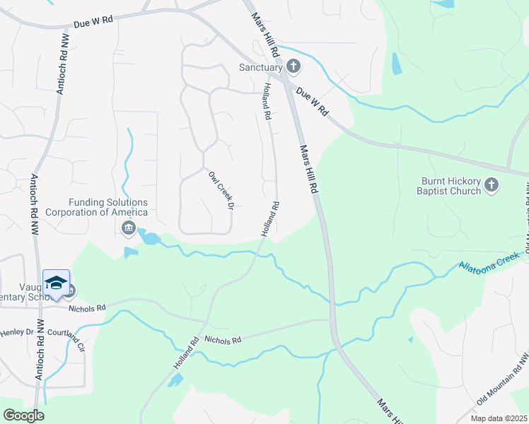 map of restaurants, bars, coffee shops, grocery stores, and more near 644 Holland Road in Powder Springs