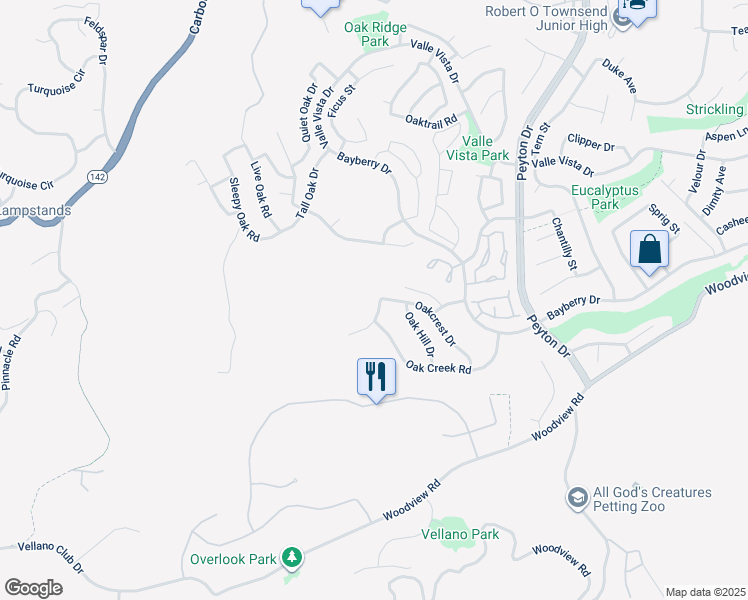 map of restaurants, bars, coffee shops, grocery stores, and more near 15904 Oak Canyon Drive in Chino Hills