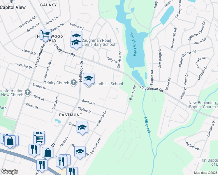 map of restaurants, bars, coffee shops, grocery stores, and more near 152 Caughman Ridge Road in Columbia