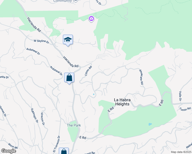 map of restaurants, bars, coffee shops, grocery stores, and more near 540 Reposado Drive in La Habra Heights